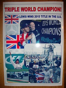 Lewis Hamilton 2015 F1 world champion US Grand Prix winner - souvenir print - Picture 1 of 1