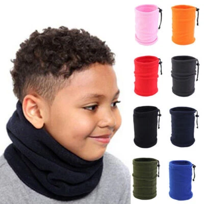 Niños Niños Invierno Vellón Cuello Calentador Bufanda Tubo Térmico Bandana Liso - Imagen 1 de 4