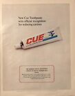1965 Cue Toothpaste Vtg 1960S 60S Print Ad Fluoracton Ada States Reduce Cavities