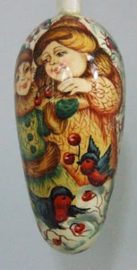 Esclusivo Russo Ornamento Natalizio Dipinto a Mano Goccia Forma 2 Ragazze Neve - Picture 1 of 3