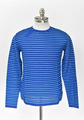 NWT VERSACE COLLECTION Blue Striped Cotton Knit Cardigan Pullover Sweater S - Image 1 of 4