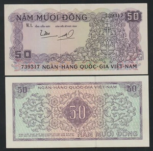 1966 South Vietnam National Banknote Năm Mươi Đồng Pick 17a - Picture 1 of 3