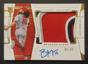 Brandon Marsh 2022 Panini National Treasures Gold Jersey Auto Rc 08/49 Phillies 