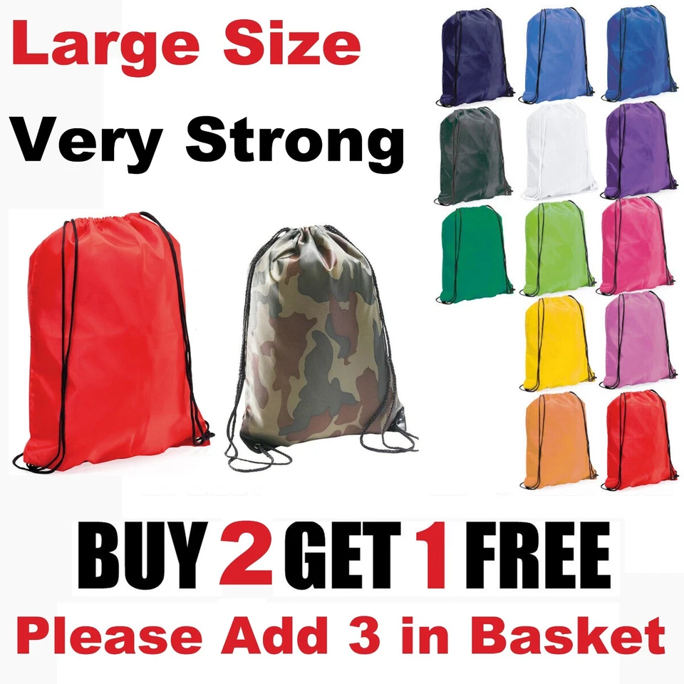 Drawstring Rucksack Bag Backpack Swimming School PE Kit Sport Kids Adults UK - Image 1 of 1