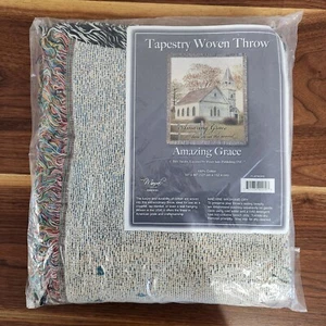 Amazing Grace Tapestry Woven Throw Blanket Church Faith New 50x60" Religious - Picture 1 of 6