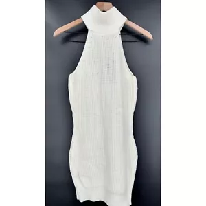 Missguided Halter Sweater Dress Women Small Ivory Mini Bodycon NWT - Picture 1 of 8