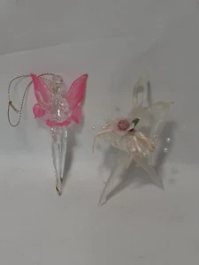 Vintage Ballerina Dancer Glass Christmas Ornament, Gold & Pink - 3.5” - Picture 1 of 7