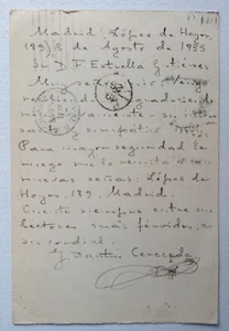Dantín Cereceda, Juan - Nota manuscrita - República Española - (1935) - SIGNED - Imagen 1 de 2