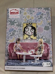 Lundby Doll's House Pink Sofa and Coffe Tables Living Room Furniture Set New - Picture 1 of 4