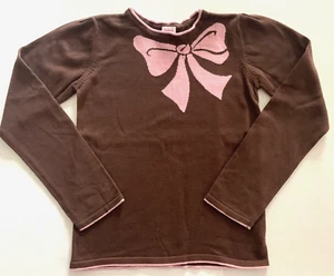 Gymboree Pullover Sweater Girls Sz 9 Brown Pink Bow Long Sleeve Giraffe Club VTG - Picture 1 of 3
