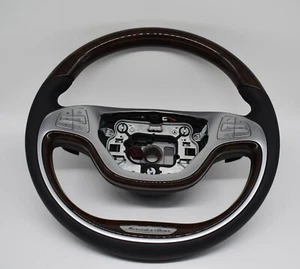 Volante de madera original Mercedes clase w222 S calefactable negro a0024601403 - Imagen 1 de 5