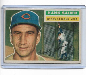 HANK SAUER 1956 Topps Baseball Vintage Card #41 CUBS - Good