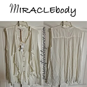NUEVA Blusa Top Miraclebody by Miraclesuit Marfil Fluido Sin Mangas Talla XL $40 - Imagen 1 de 14