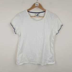 Weird Fish T-Shirt Womens UK 14 White Pink Crochet Sleeve Aztec Cotton - Picture 1 of 11