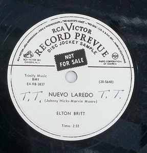 Elton Britt Nuevo Laredo Blue Guitar 20-5640 RCA Victor 10" 78 RPM 1954 Country - Imagen 1 de 5