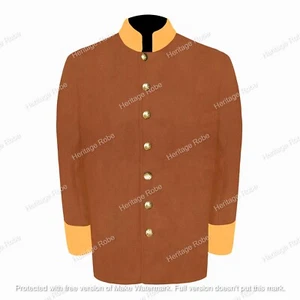 US Civil War 7 CSA Confederate Butternut Sack Coat With Color Cuff & Collar - Picture 1 of 19