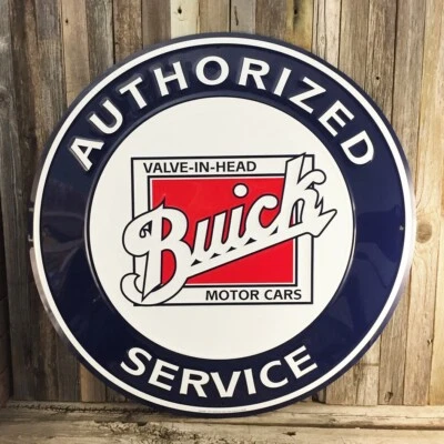 Buick Authorized Service Large 24" Round Metal Tin Sign Garage Man Cave New - Image 1 of 2