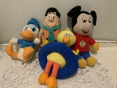 Lote de colección peluche Fred Picapiedra pájaro grande Mickey Mouse Pato Donald Foto 1 de 4