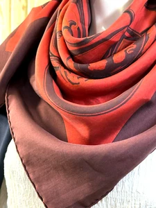 VTG HERMES BRIDES de GALA par Carre 90 SURTEINT DIP DYE silk Scarf Red #y4966 - Picture 1 of 11