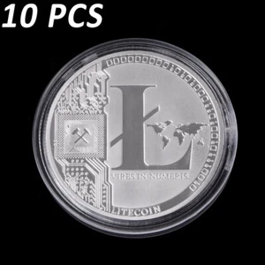 10PCS Litecoin Coin Art Vires in Numeris Medallion Gift Silver Plated - Picture 1 of 3