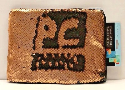 FUNDA TABLET LENTEJUELAS 2 VÍAS BRILLO Dorado y Negro FUNDA ESTUCHE BOLSA 10.1"  Foto 1 de 4