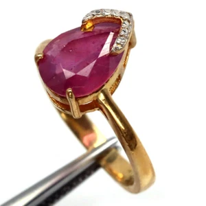 925 Sterling Silver 8 x 10 MM. Red Ruby Two Tone Brand Ring Size 6.75 - Picture 1 of 4