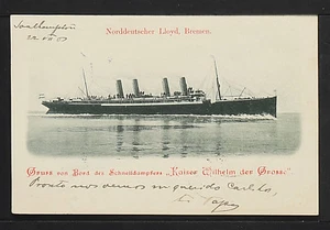 130-BOATS & SHIPS -GERMANY -Norddeustcher Lloyd, Bremen. Gruss von Bord des1903 - Picture 1 of 2