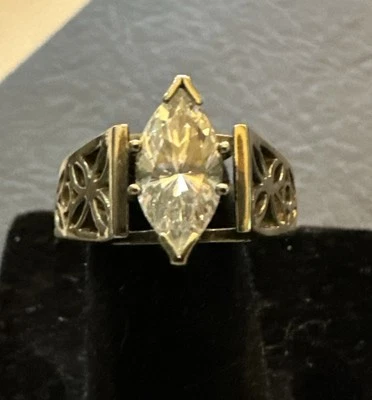 Винтажное кольцо маркизы из чистого серебра QVC 2 карата Diamonique  - Изображение 1 из 4