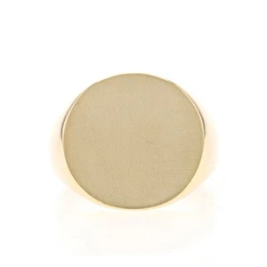 Yellow Gold Round Signet Men's Ring - 10k Engravable - Picture 1 of 9