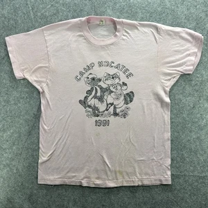 Vintage Camp Nocatee Shirt Mens Large Pink 1991 Raccoon Skunk Graphic Tee 90s - Picture 1 of 14