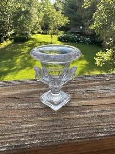 Vintage Handmade Imperial Glass Clear Grecian Style Mini Urn 3” Art Deco Vase - Picture 1 of 6