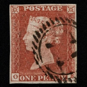 SG8 (BS41) 1d Red Imperf Plate 52 - OB - 4 Margin - Good - 71 London Office - Bild 1 von 2