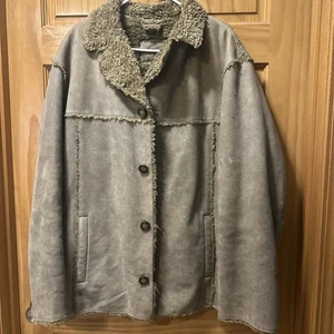 Guess Men’s Leather Shearling Coat Size Large Rugged Looking Gray - Picture 1 of 10