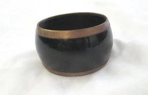 Vintage 1980er Armreif Armband Schwarz & Gold Acylic 1 3/4" breit 7 1/2" Durchmesser - Bild 1 von 3