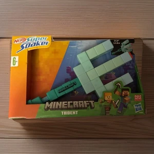 *New*Nerf Super Soaker Minecraft Trident Water Blaster Pull Back Plunger Handle - Picture 1 of 2