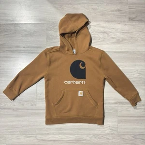 Carhartt Hoodie Kids S Brown Black Logo Cotton Poly Blend Hooded Sweatshirt - Picture 1 of 6