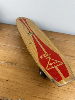 Vintage 1960's Nash Goofy Foot Sidewalk Surfer Red Wooden Skateboard 22 inches - Image 1 of 4