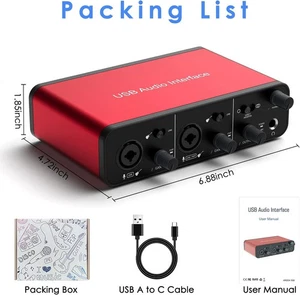 USB-C Audio Interface 24Bit/192kHz-Recording Podcasting & Streaming, 48V Phantom - Picture 1 of 6