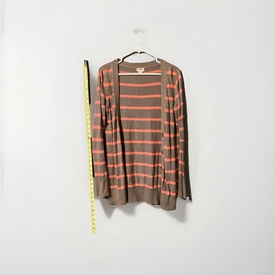 Cárdigan suéter Mossimo marrón naranja a rayas para mujer talla M botón delantero Foto 1 de 4