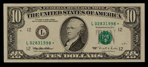 FR 2032-L* $10 1995 Federal Reserve Note US - Star Note - VF - SKU-CA1885 - Picture 1 of 2