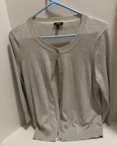 Talbots Petite L Damen Strick Cardigan Pullover Silber Schimmer - Bild 1 von 3