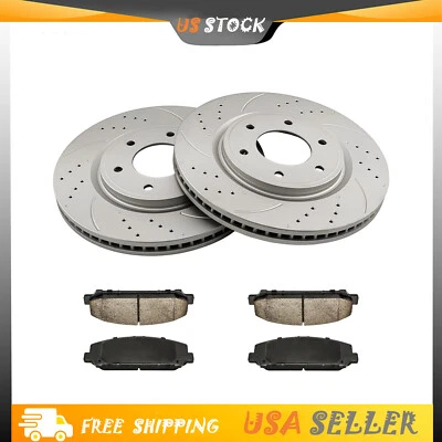 for 2008-2010 Nissan Titan Armada QX56 Front Drilled Slotted Brake Rotors & Pads - Image 1 of 4