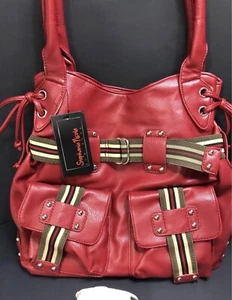 Neu mit Etikett Stephanie Nicole New York Handtasche Beuteltasche Handtasche rot Kunstleder - kostenloser Versand - Bild 1 von 8