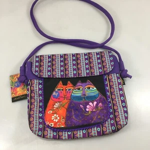 Bolso Bandolera Bolso de Hombro Laurel Burch Cats Felinos Multicolor de Lona NUEVO - Imagen 1 de 5
