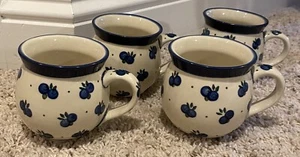 Boleslawiecka Polonia MIRTILLO 3 tazze da 3/4" Potbelly set di 4 - Foto 1 di 4