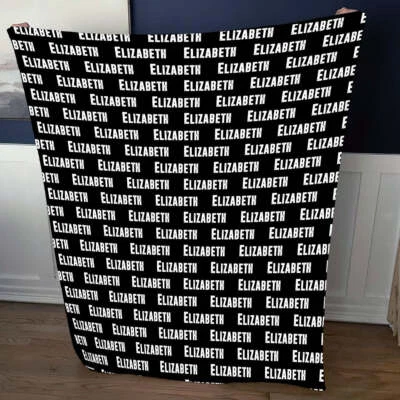 Created Your Own Repeating Name Throw Blanket | Block Lettering | Fleece | Mink - Image 1 of 4