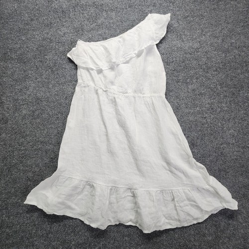 VALENTINO Abito Valentina Naldi monospalla volant 100% lino Made in Italy donna piccolo