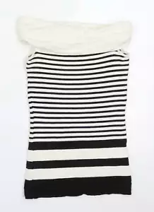 Coast Womens White Roll Neck Striped Viscose Blend Vest Size 8 - Black - Picture 1 of 12