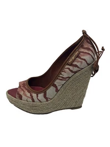 Sergio Rossi Shoes Wedges Tiger Print Heels Peep Toe Size 37.5 - Picture 1 of 10