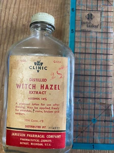 Clinic Distilled Witch Hazel Label 6oz empty bottle Anchor Hocking Clear Glass - Picture 1 of 4